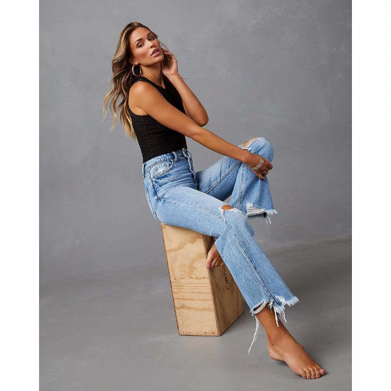 BLUEMING Women’s High Waisted Ripped Bell Bottom Jeans – Distressed Wide Leg | AmazPromo