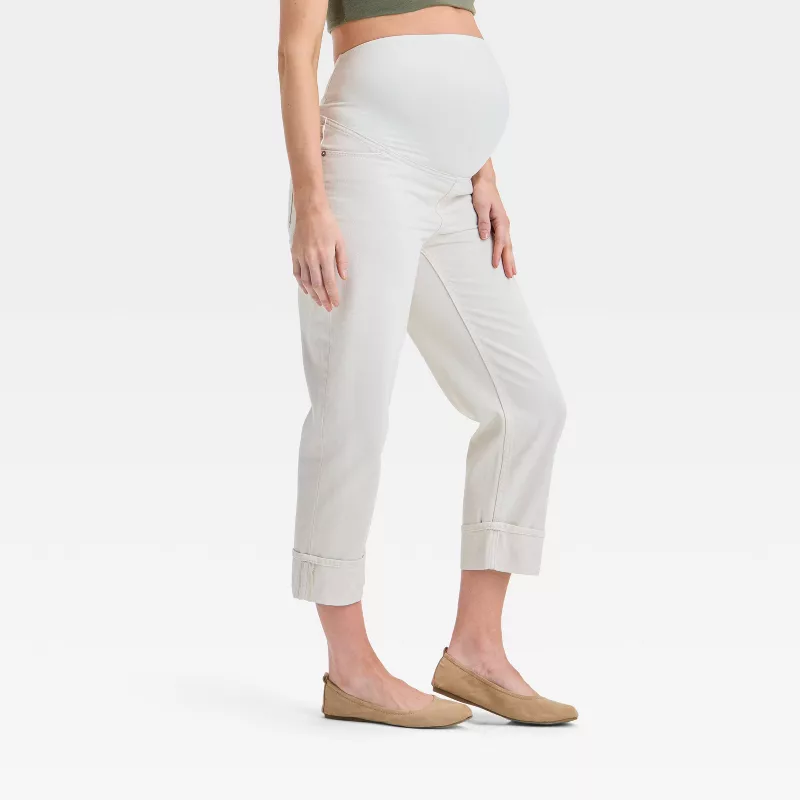 Isabel Maternity Over-Belly High-Rise Cropped Straight Pants for Pregnant Women extra image