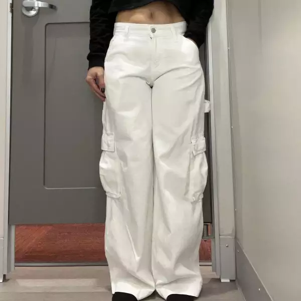 Women's Mid-Rise Wide Leg Cargo Baggy Jeans with Utility Pockets | AmazPromo