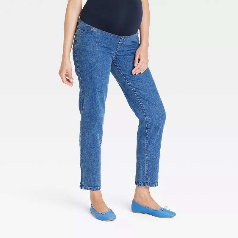 Isabel Maternity Over-Belly 90’s Straight High-Rise Stretch Denim Jeans extra image