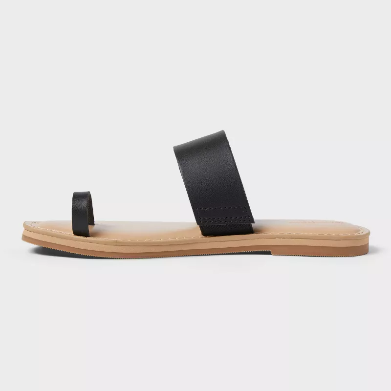 Women's Universal Thread Juno Toe Ring Flat Sandals with Memory Foam | AmazPromo