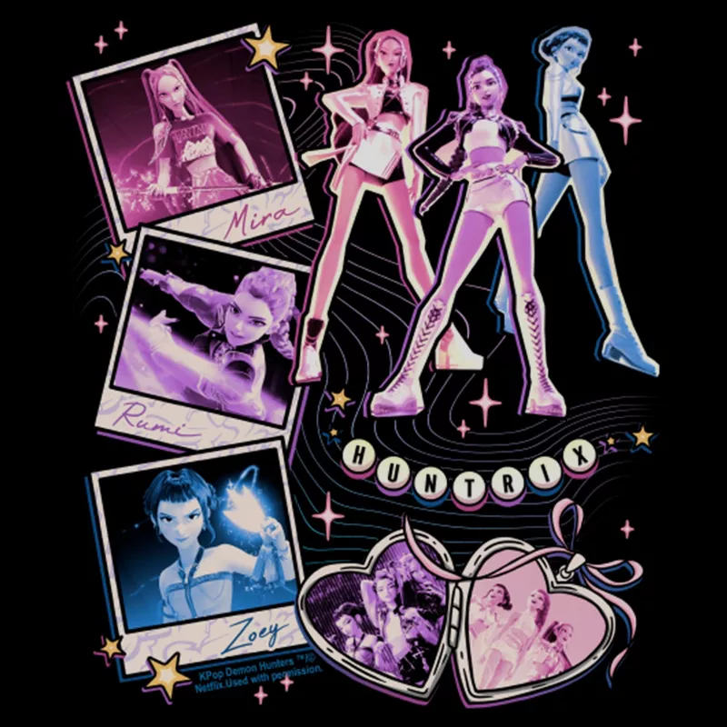 K-Pop Demon Hunters Girls Cropped T-Shirt – Huntrix Collage Stars Graphic Tee | AmazPromo