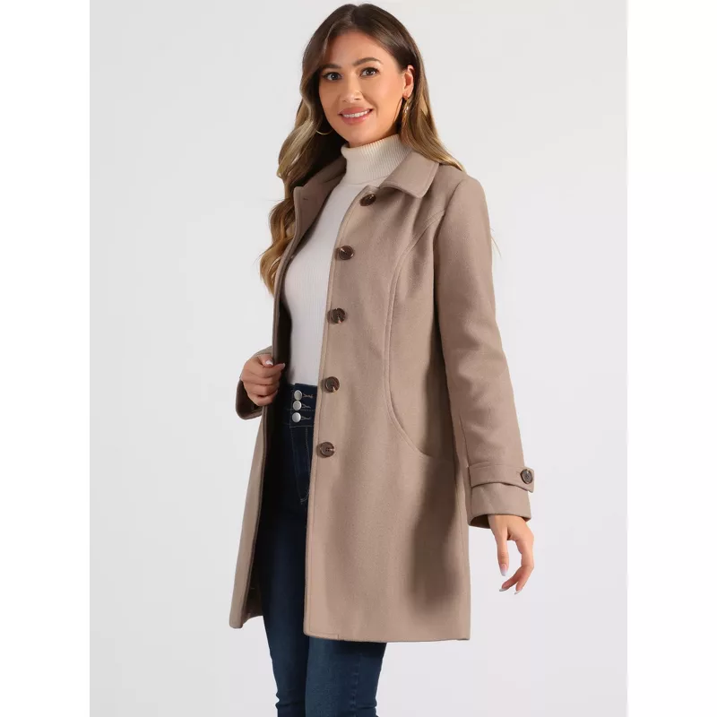 Allegra K Women’s Elegant Winter Coat with Peter Pan Collar – Classic Mid-Thigh | AmazPromo