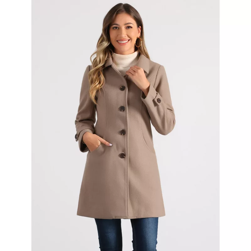 Allegra K Women’s Elegant Winter Coat with Peter Pan Collar – Classic Mid-Thigh extra image