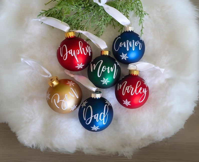 Personalized Red Glass Christmas Ornament with Name – Custom Holiday | AmazPromo